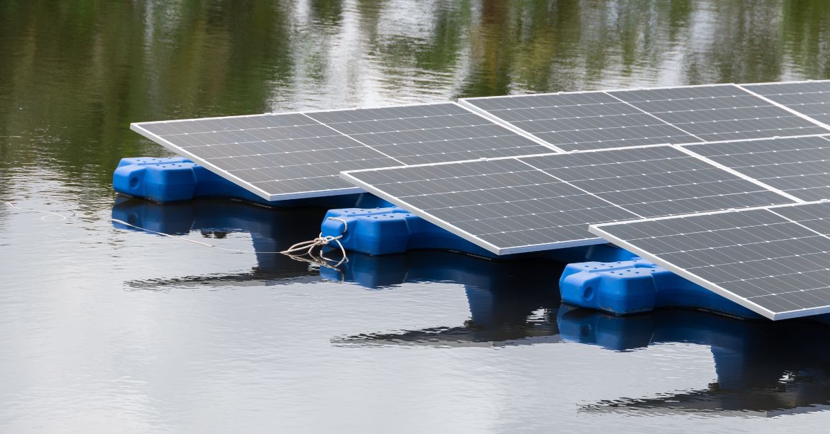 Panels block sunlight, cutting evaporation losses by up to 90 percent and suppressing algae growth.