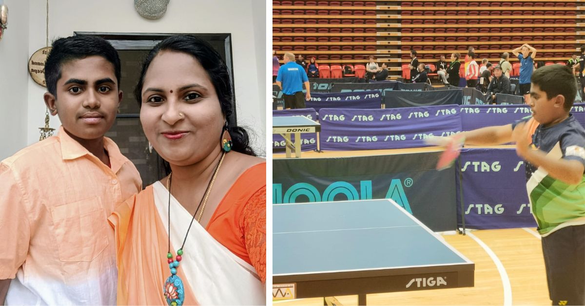 Varun and his mother Deepa (L); Varun won gold in table tennis at the World Transplant Games 2023 (R)
