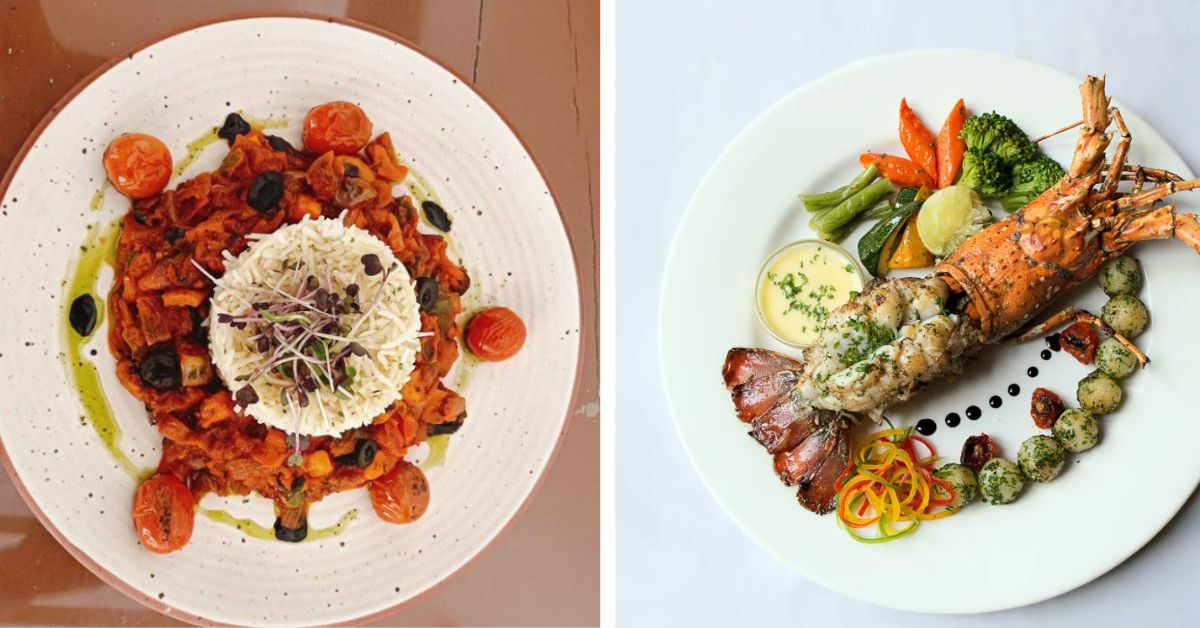 Ratatouille (L) and lobster meals (R) are some favourites of the Creole cuisine,